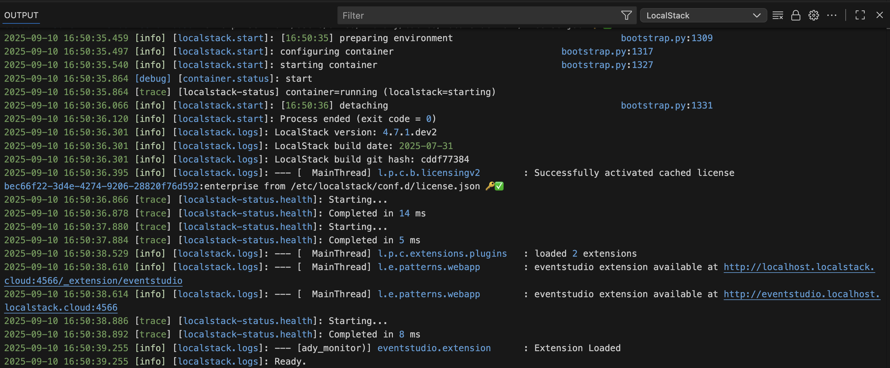 LocalStack Toolkit Logs